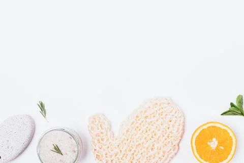 Spa composition with sea salt Stock Photos