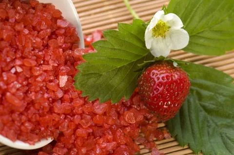 Spa composition with strawberry Stock Photos