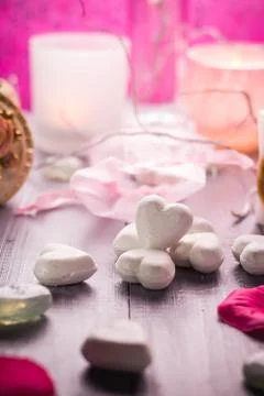 Spa composition Valentines Day heart love body health Stock Photos