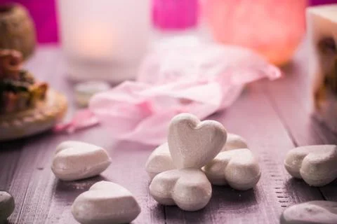 Spa composition Valentines Day heart love body health Stock Photos