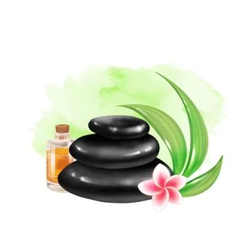 SPA composition on watercolor background Stock Illustration