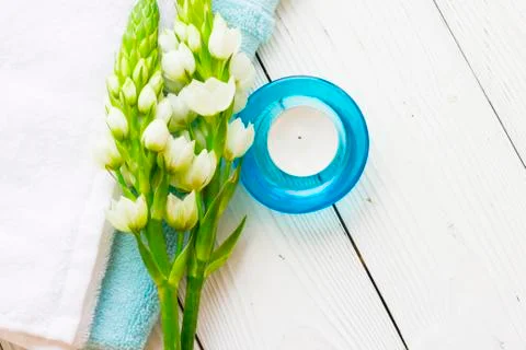 Spa concept with a candle Stock Photos
