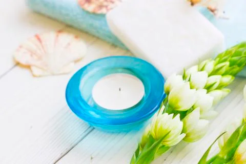 Spa concept with a candle Foto stock