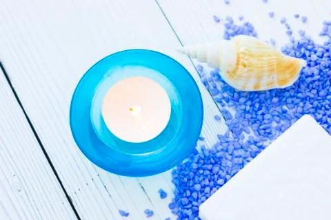 Spa concept with a candle Stock Photos
