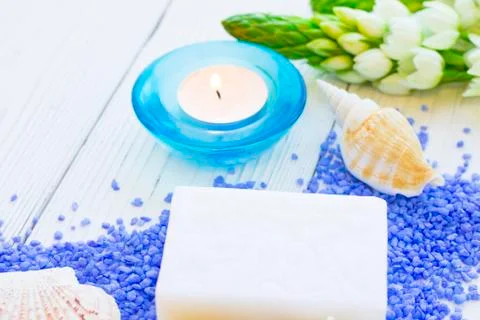 Spa concept with a candle Foto stock