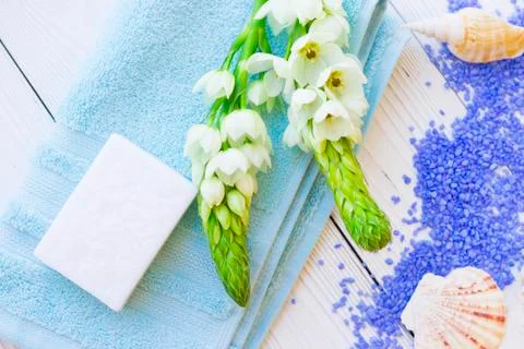 Spa concept with a candle Stock Photos