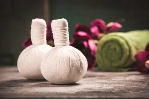 Spa concept on dark rustic background Stock Photos