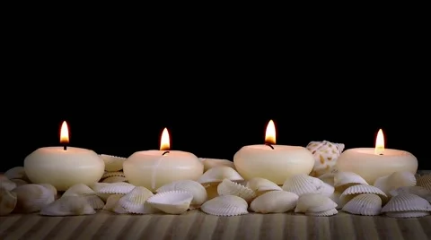 Spa Concept with Seashells and Candles Stock Footage 59746544