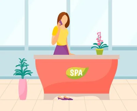 Spa Consultation, Receptionist in Salon Vector Stock Illustration