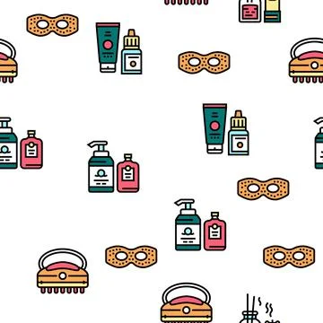 Spa Cosmetics Beauty Vector Seamless Pattern 스톡 일러스트