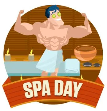 Spa day relax man 스톡 일러스트