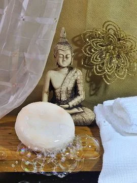Spa Decor with Buddha Statue Stock Photos
