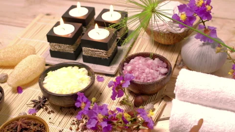 Spa Decorations on the floor Stock Footage 247457297
