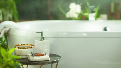 Spa Essentials for a Relaxing Bath Stock Footage 336342834