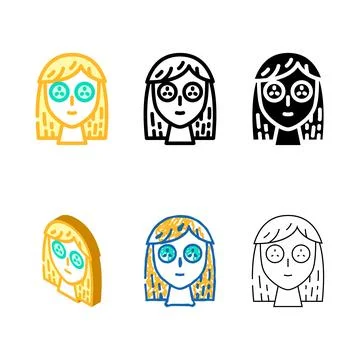 Spa eye cucumbers color icon vector set Stock Illustration