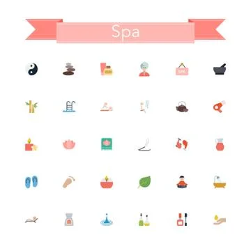 Spa Flat Icons Stock Illustration