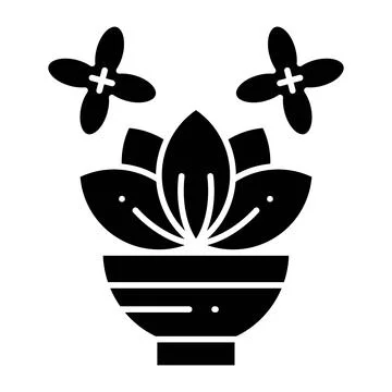 Spa Flower Glyph Icon Stock Illustration