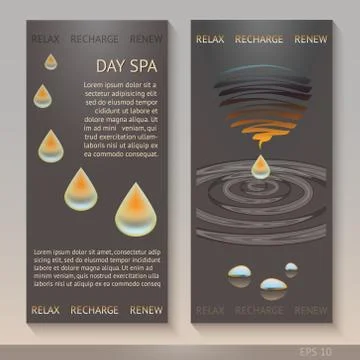 Spa flyer template with decorative drops. Vector illustration. Stock Illustration