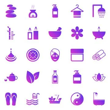 Spa gradient icons on white background Stock Illustration