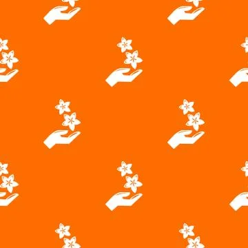 Spa hand care pattern vector orange イラスト素材