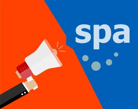 Spa. Hand holding a megaphone. flat style Stock Illustration