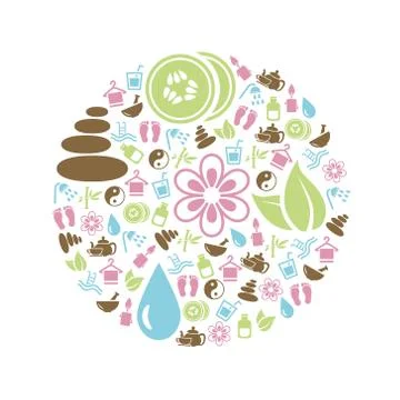 Spa icons in circle Stock Illustration