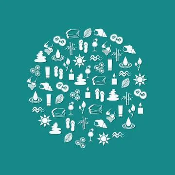 Spa icons in circle Stock Illustration