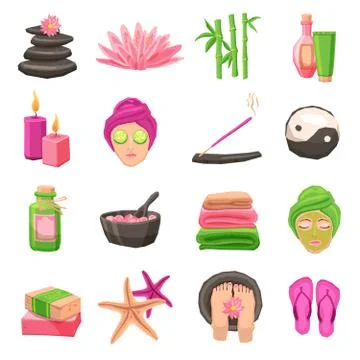 Spa Icons Set Stock Illustration
