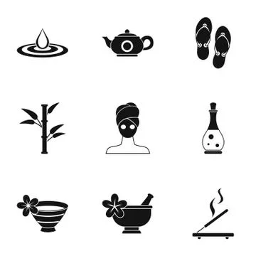 SPA icons set, simple style Stock Illustration