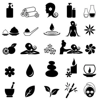 Spa icons on white background Stock Illustration