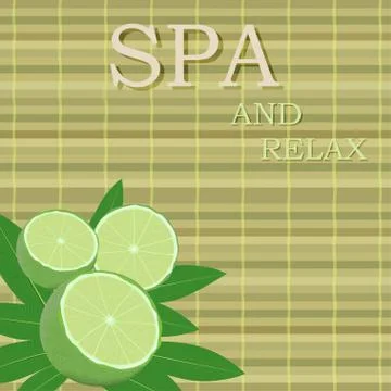 Spa leaves and lime with text Stock Illustration