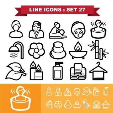 Spa line icons set Stock Illustration