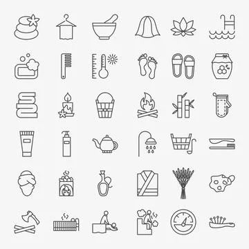 Spa Line Icons Set Stock Illustration