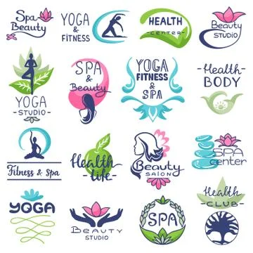 Spa logo vector beauty spa-center logotype lettering design with flower or leaf Stock Illustration