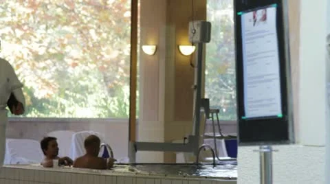 Spa - man walking in robe Stock Footage 10817218