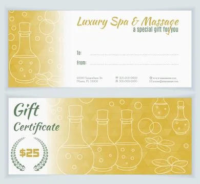 Spa, massage gift certificate template Stock Illustration
