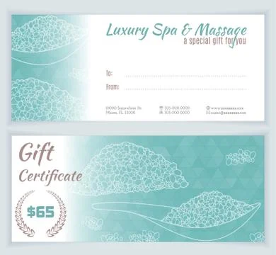 Spa, massage gift certificate template Stock Illustration