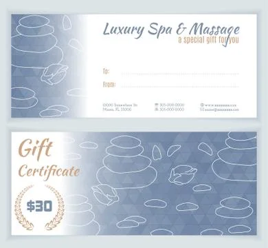 Spa, massage gift certificate template Stock Illustration