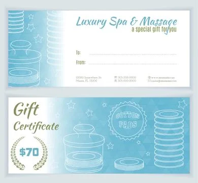 Spa, massage gift certificate template Stock Illustration