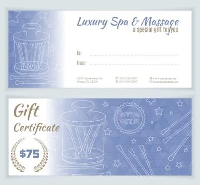 Spa, massage gift certificate template Stock Illustration