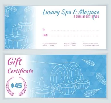 Spa, massage gift certificate template Stock Illustration
