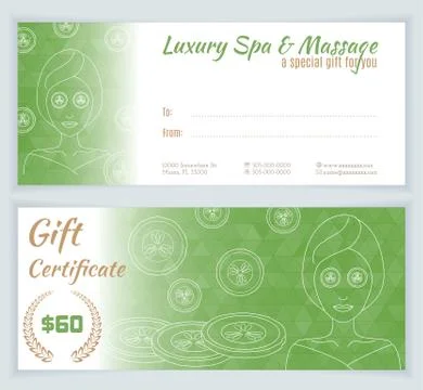 Spa, massage gift certificate template Stock Illustration