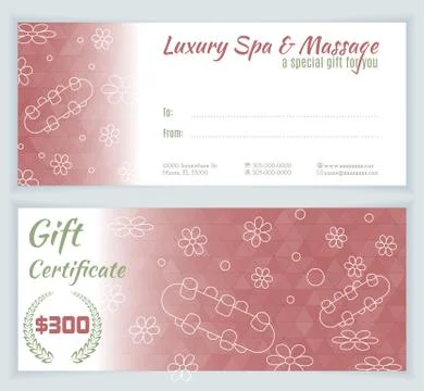 Spa, massage gift certificate template Stock Illustration