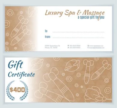 Spa, massage gift certificate template Stock Illustration