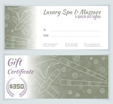 Spa, massage gift certificate template Stock Illustration