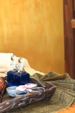 Spa massage setting Stock Photos