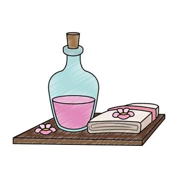 Spa oil bottle scribble Stock Illustration