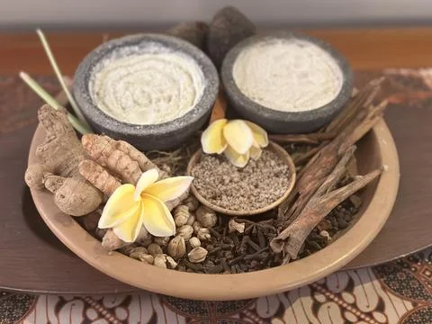 Spa or wellness tray arrangements at the hotel Stock Photos