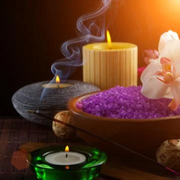 Spa over black Stock Photos
