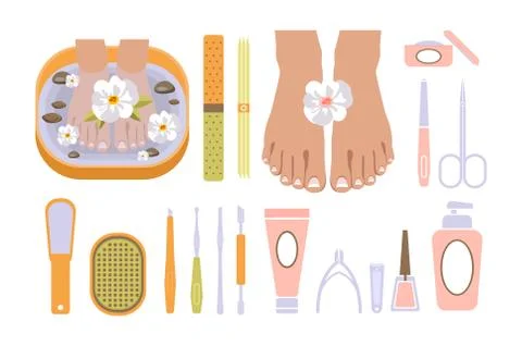 Spa Pedicure Set. Vector Illustration Stock Illustration